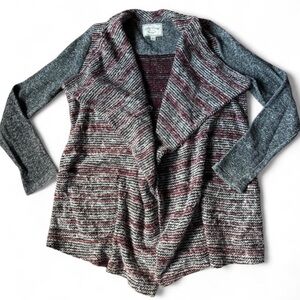 Lucky Brand Gray and Red Wool Blend Cardigan